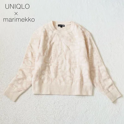 【ユニクロ×マリメッコ】総柄ウールニット セーター 長袖 クルーネック 毛100