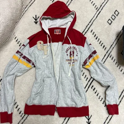 TERRY GARDEN ジップアップパーカー グレー レッド