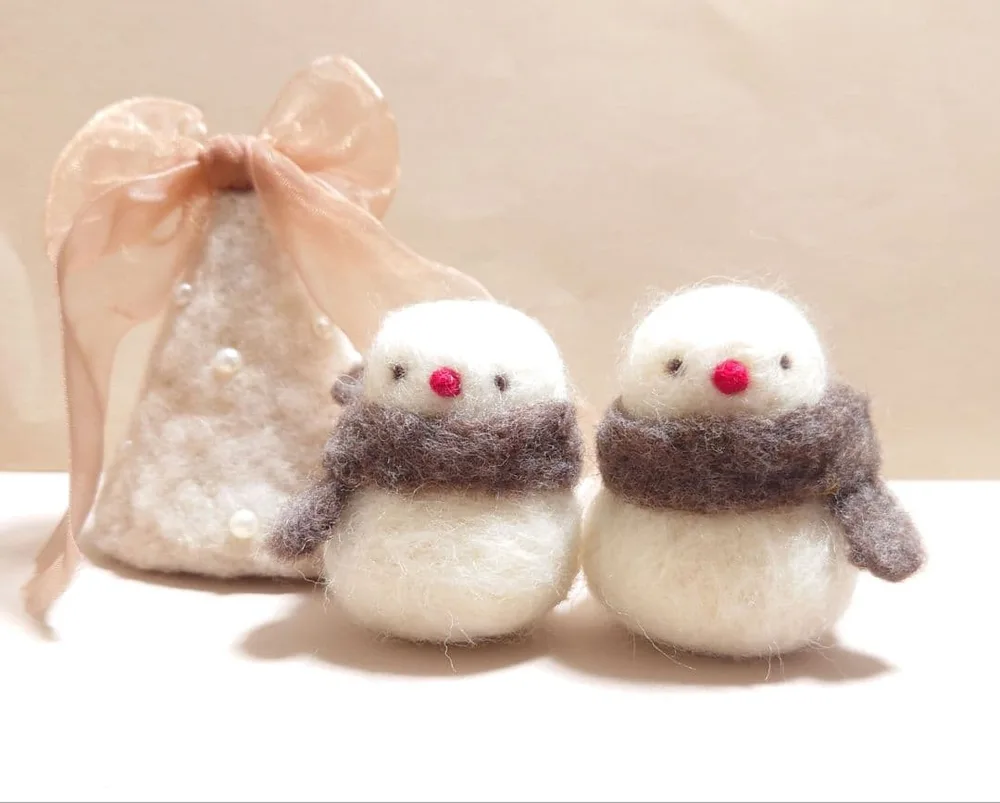 羊毛フェルト 雪だるま ツリー ハンドメイド