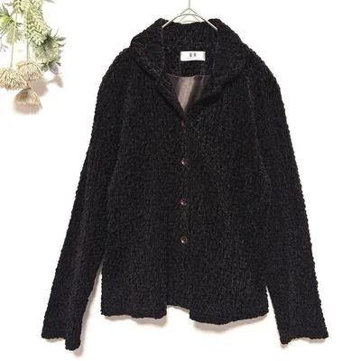 美品✨ストレッチベロアジャケット|大きいサイズ|LL〜3L|ダークブラウン|焦茶