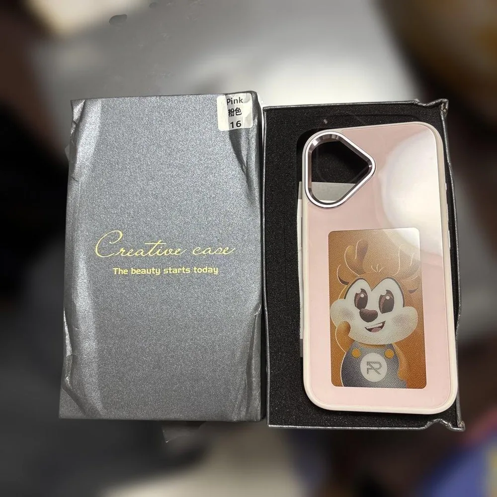 【超美品】iPhone16 ケース E-ink 電子ペーパー NFC背面ピンク