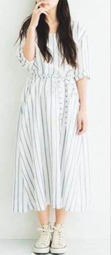 フェリシモnusy♡kazumiコットンリネンLL♡ロングワンピース 五分袖