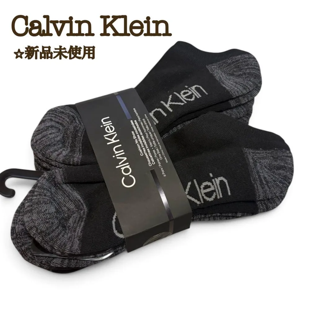 【新品】カルバンクライン メンズ 6足セット 靴下 ソックス ブラック×グレー