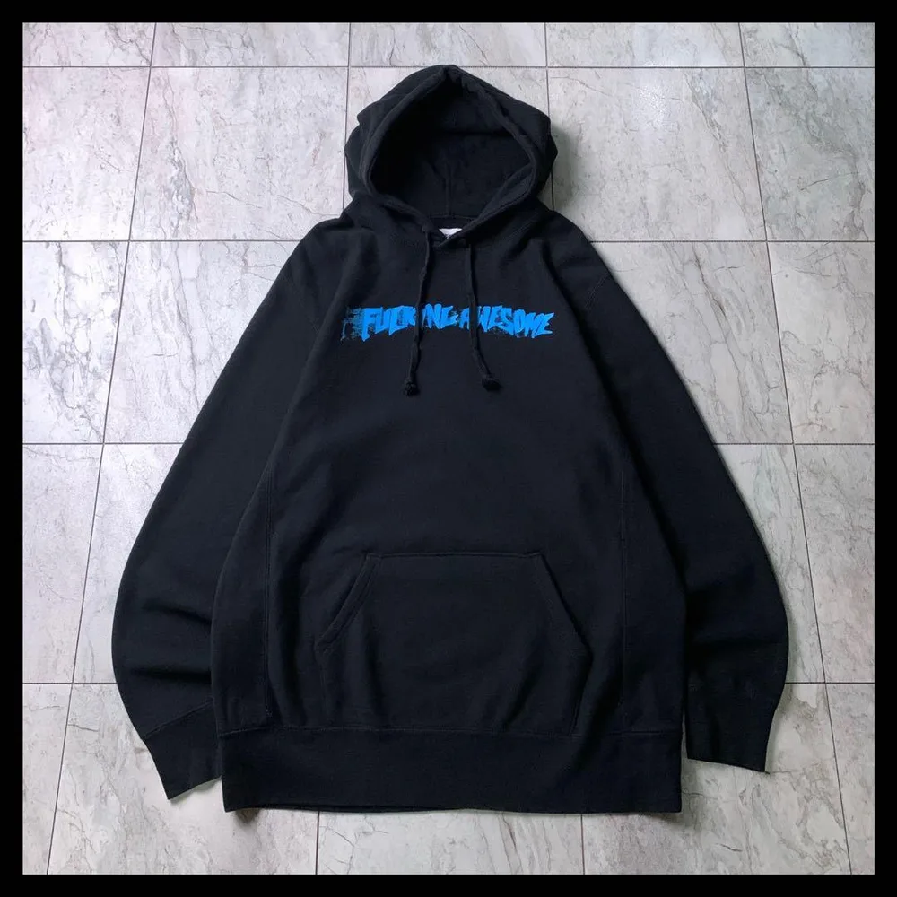 FUCKING AWESOME パーカー フーディ 黒 プリントロゴ XL