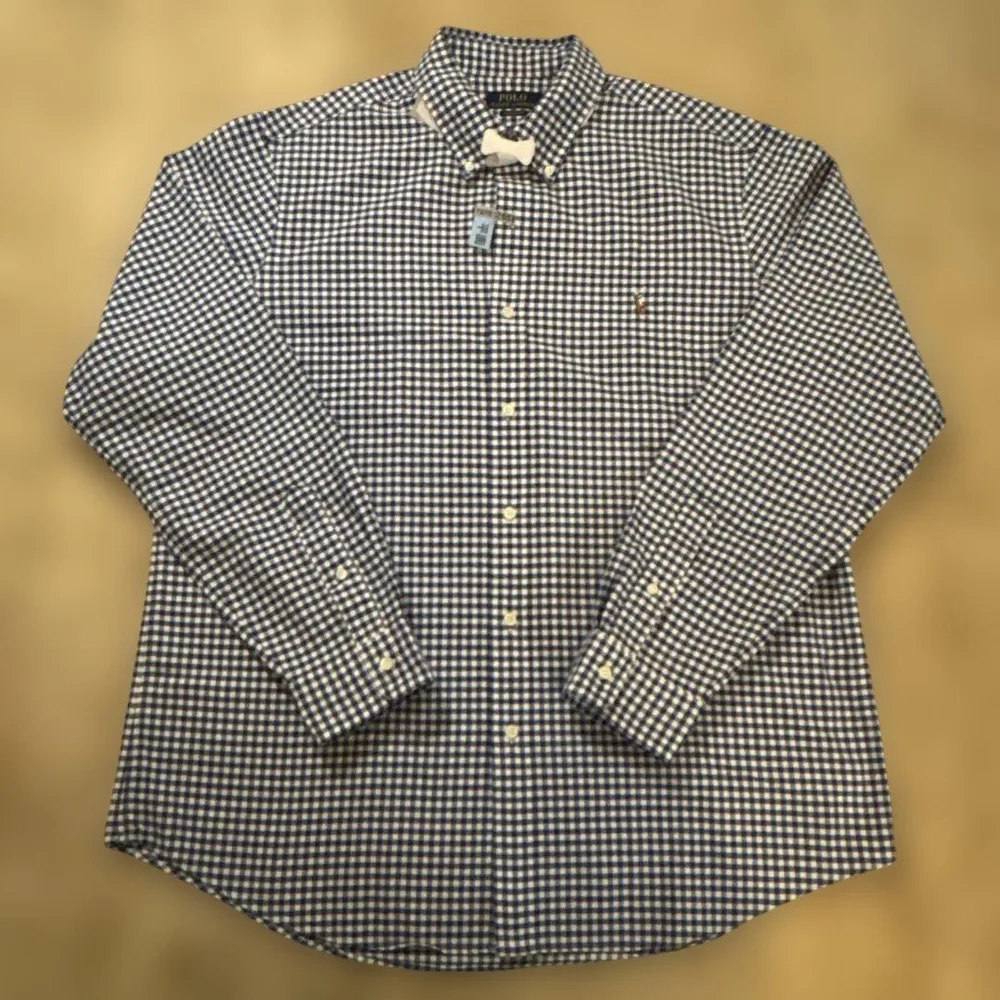 【極美品/現行】ラルフローレン BDシャツ XL ギンガムチェック 青 白