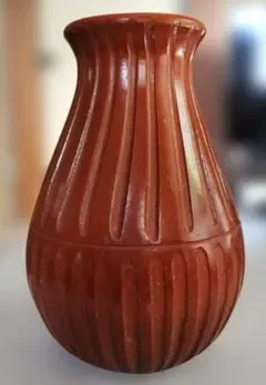 レトロ 陶器 花瓶 フラワーベース 縦溝模様 ブラジル製