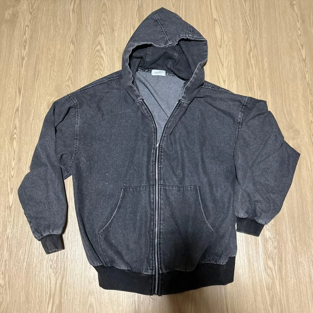 Denifits ジップアップパーカー ブラック 黒 灰色 グレー フーディー