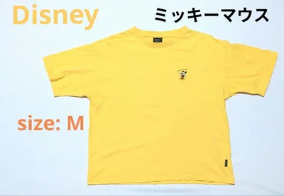 Disney ミッキーマウス Tシャツ バックプリント イエロー M