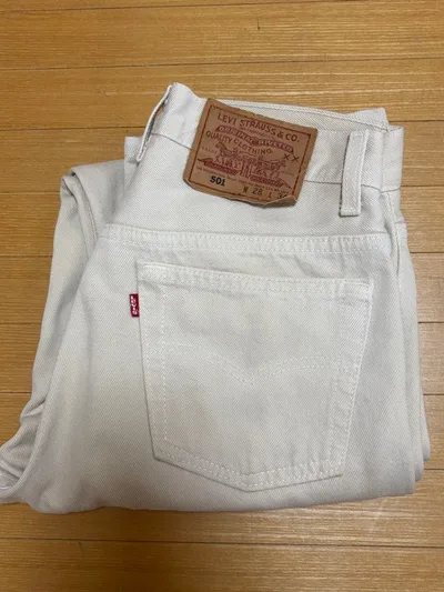 90S USA製 Levi's 501 オフホワイト デニムパンツ W28