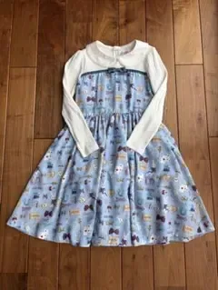 メゾピアノ ワンダーランド柄 ドッキングワンピース 140cm