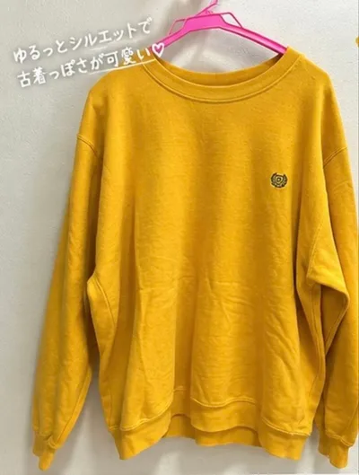 ロゴ刺繍 クルーネック スウェット イエロー