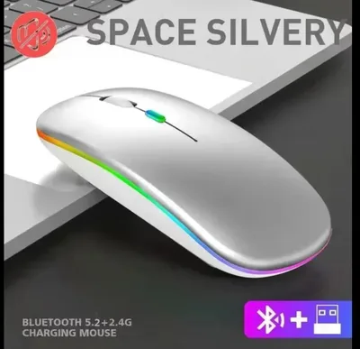 Bluetoothワイヤレスマウス 充電発光USBワイヤレスマウス(シルバー)