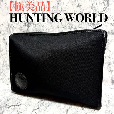 【極美品】ハンティングワールド クラッチバッグ セカンドバッグ キャンバス 黒
