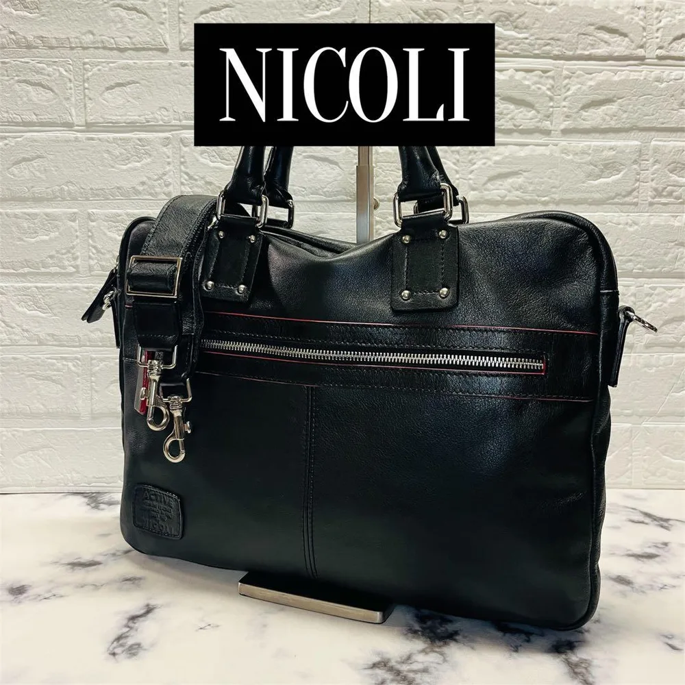 【NICOLI】ニコリ 本革 ブリーフケース ビジネス ショルダーバッグ レザー