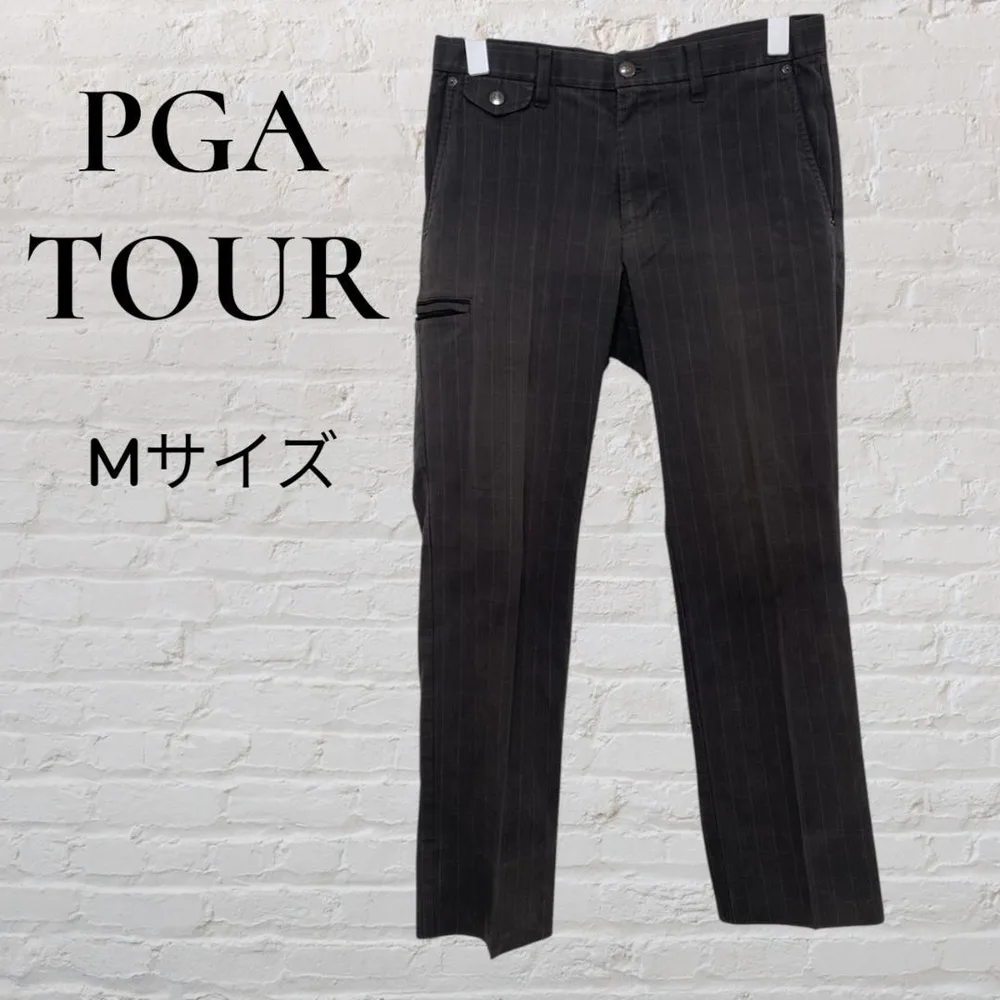 PGA TOUR ゴルフパンツ M ストライプ メンズ スラックス