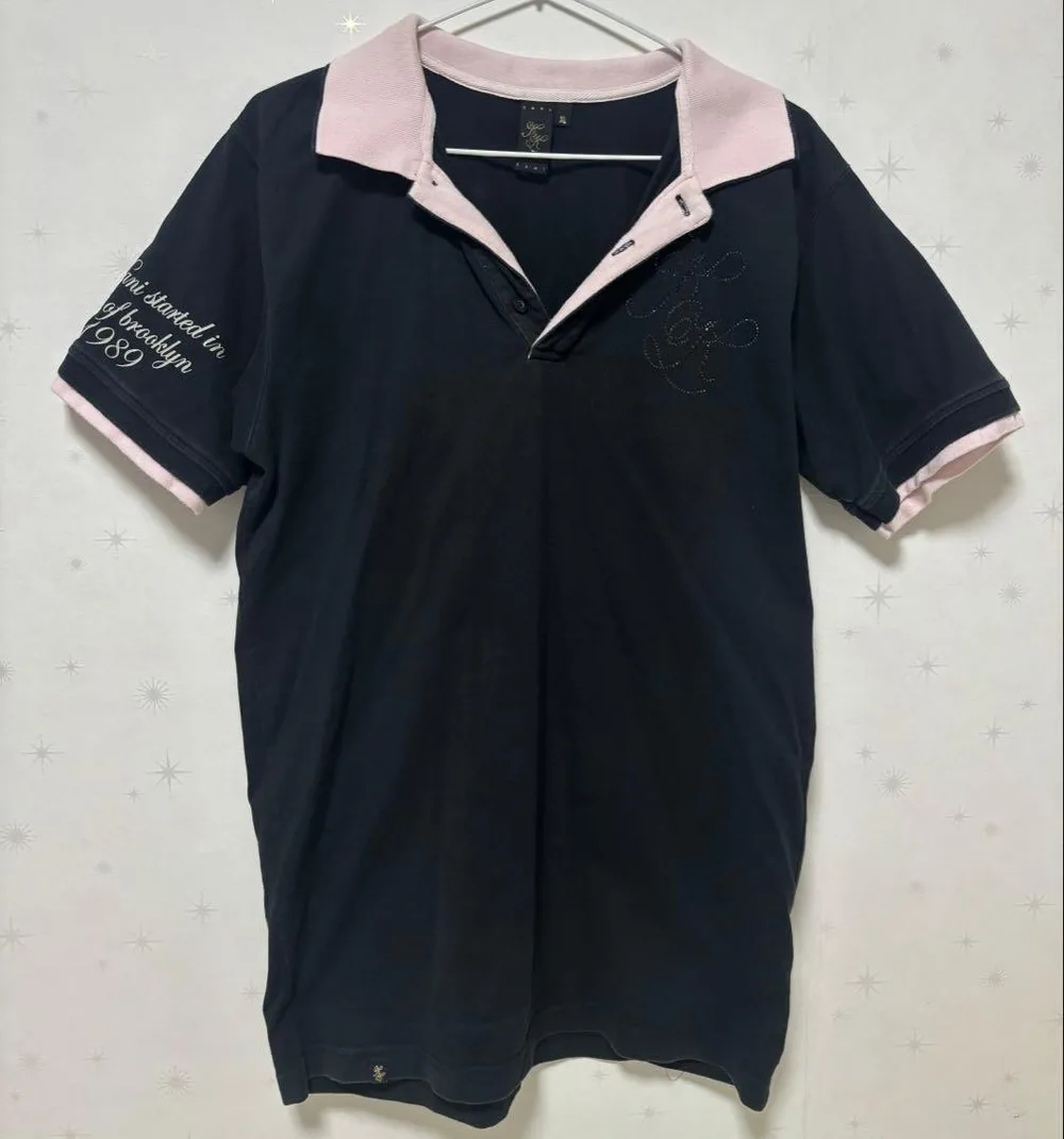 Karl Kani カールカナイ ポロシャツ ブラック ピンク XL