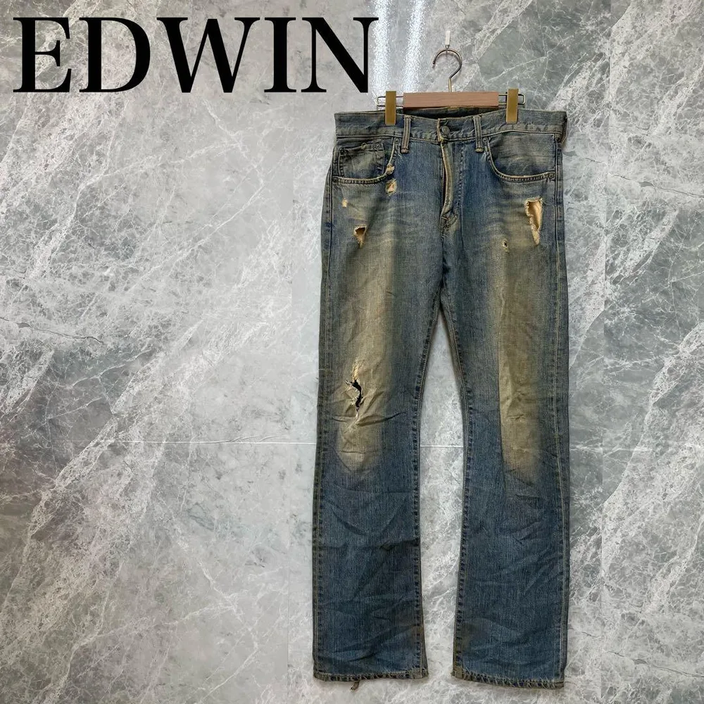 EDWIN メンズ インディゴ デニム ジーンズ ストレート 古着