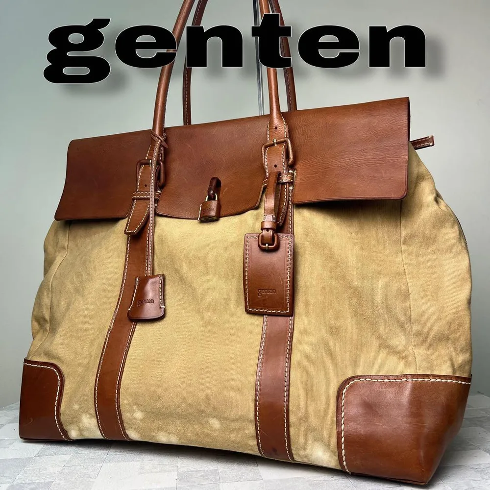 genten ボストンバッグ キャンバス レザー