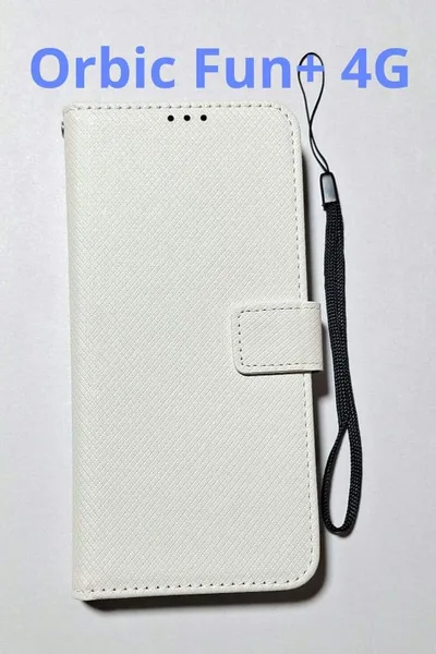 Orbic Fun+ 4G 手帳型 スマホケース ホワイト ストラップ付き