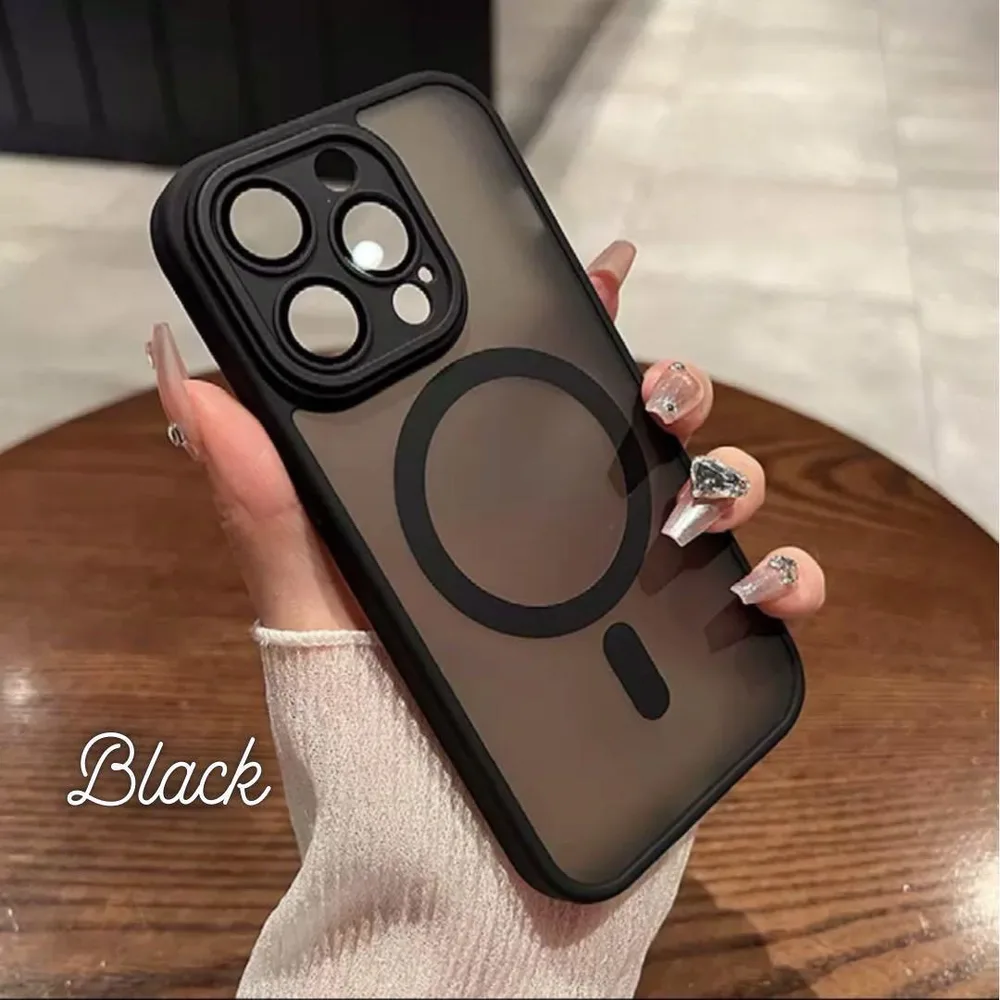 iPhone17ProMaxケース MagSafe レンズ保護 マットクリア黒