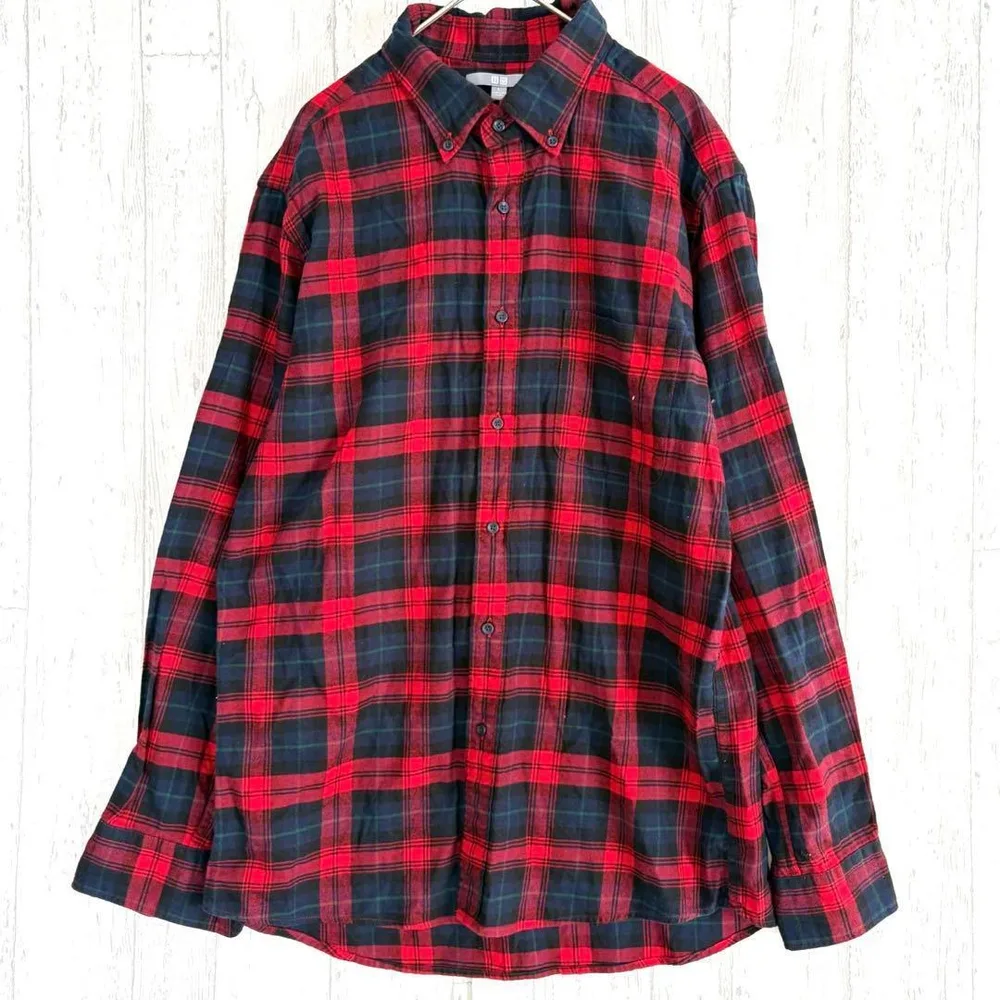 ユニクロ UNIQLO ボタンダウン チェック ネルシャツ 【L】 羽織 長袖