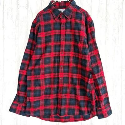 ユニクロ UNIQLO ボタンダウン チェック ネルシャツ 【L】 羽織 長袖