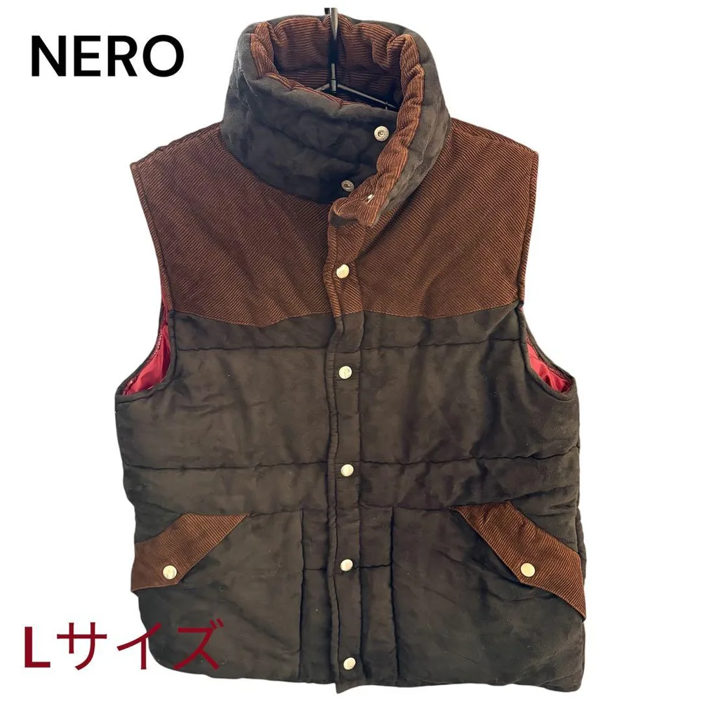 NERO ブラック ブラウン 中綿 ダウンベスト L