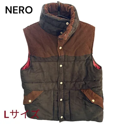 NERO ブラック ブラウン 中綿 ダウンベスト L