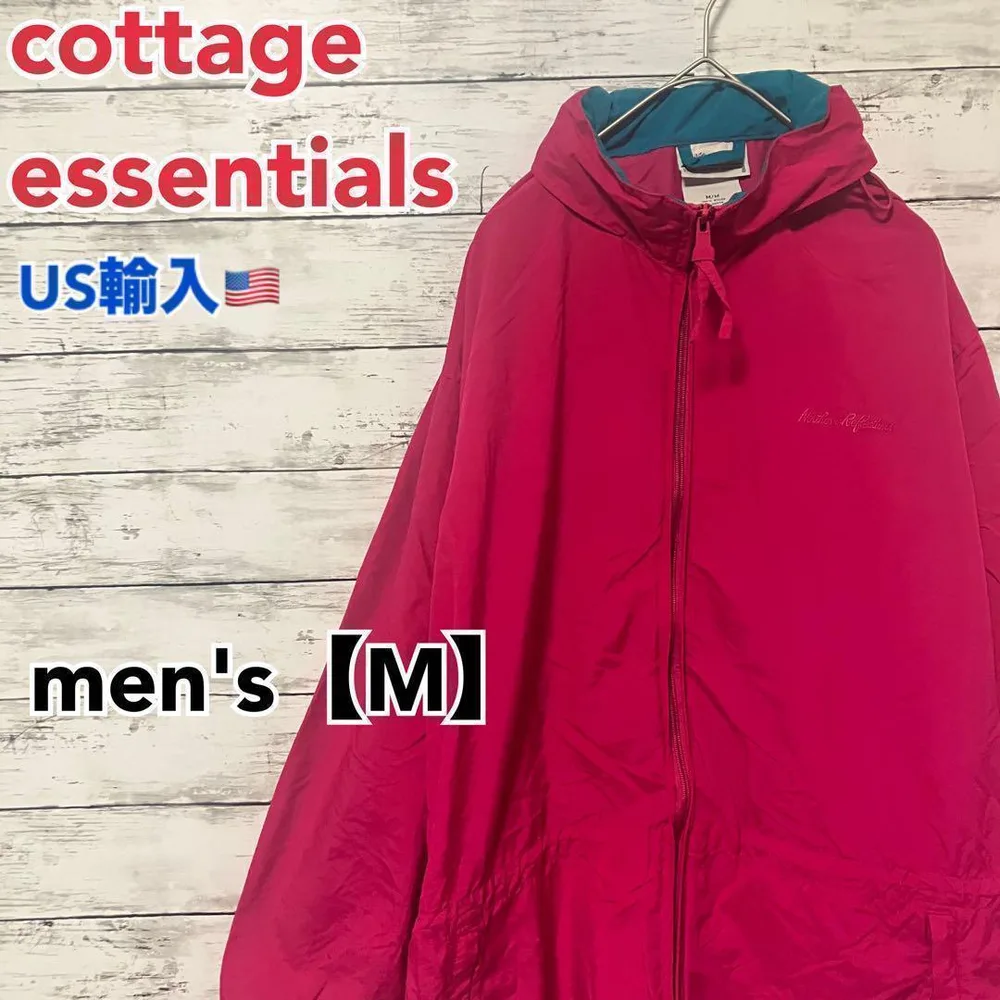 ●F491【US輸入】フルジップ ナイロンジャケット ピンク系 men's【M】