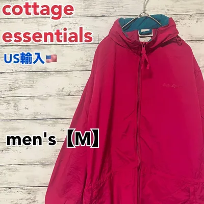 ●F491【US輸入】フルジップ ナイロンジャケット ピンク系 men's【M】
