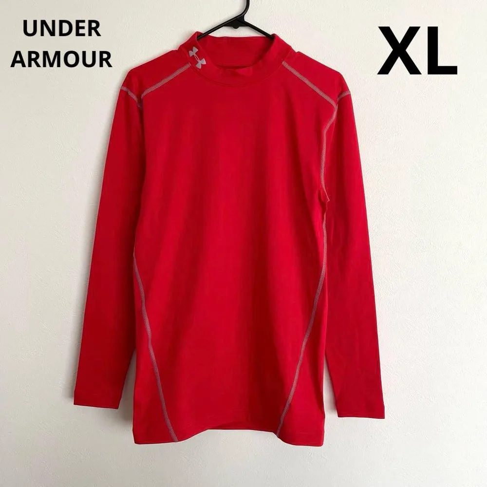 アンダーアーマー コールドギア 長袖インナー モックネック 赤 XL