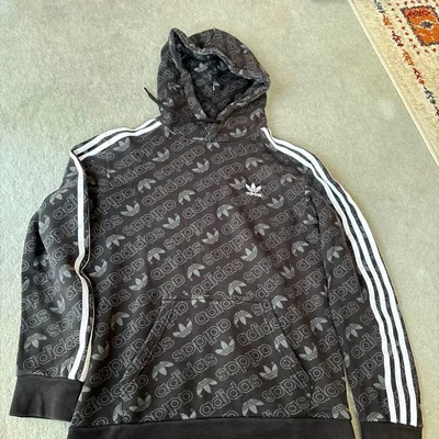 adidas Originals メンズ モノグラム総柄 プルオーバーパーカー