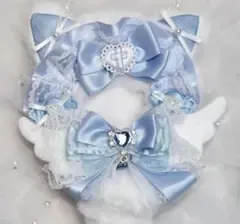 10cm ぬい服 着ぐるみ ちびぐるみ 水色天使 猫耳 しっぽ付き #15