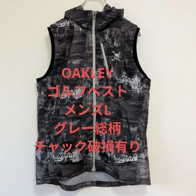 Oakley オークリー ベスト フード付 ゴルフウェア スカル 刺繍ロゴ 総柄