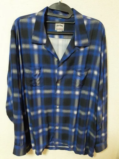 HOUSTON ネルシャツ ブルー オンブレ チェック シャツ XL