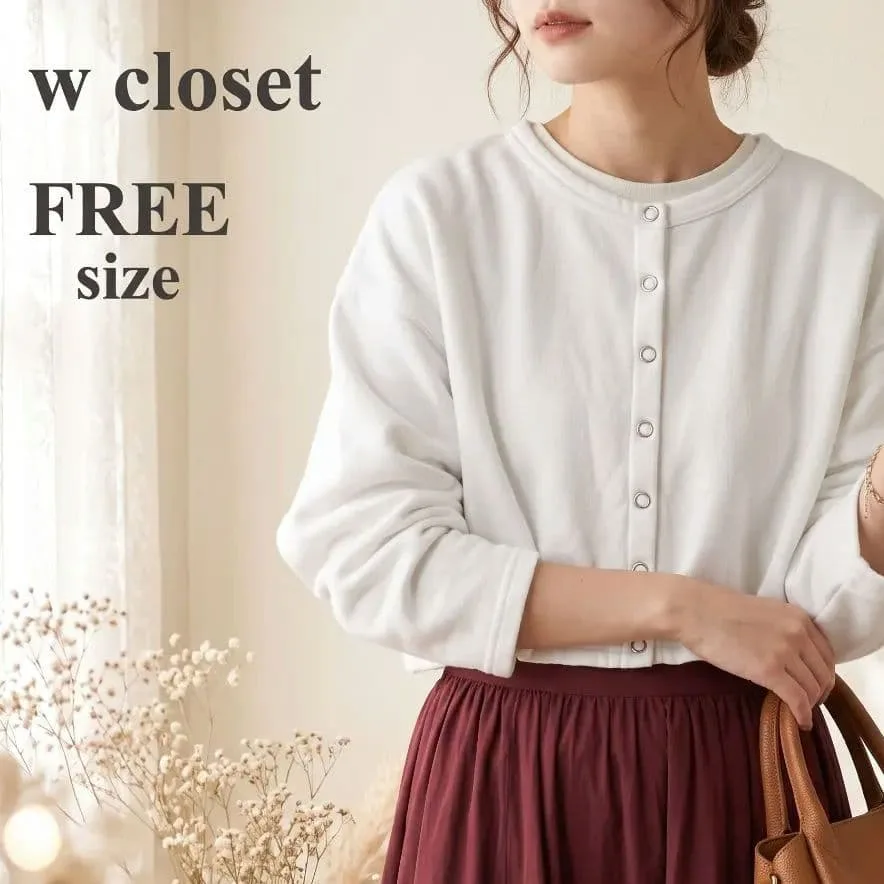 w closet スウェッ トクルーネック カーディガン ホワイト 白 F