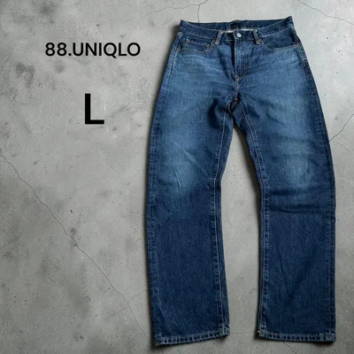 【USED】UNIQLO ストレートデニムパンツ L ブルー アメカジ 古着