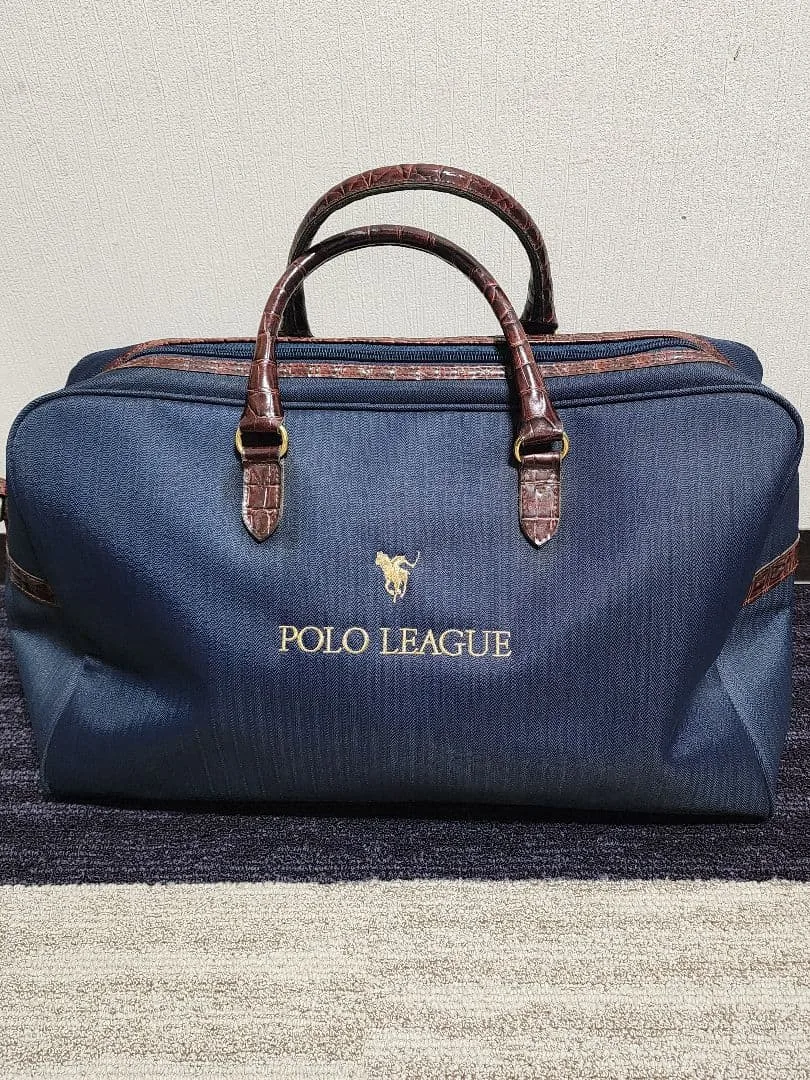 【極美品】POLO LEAGUE クロコ型押し 2way ボストンバッグ 紺
