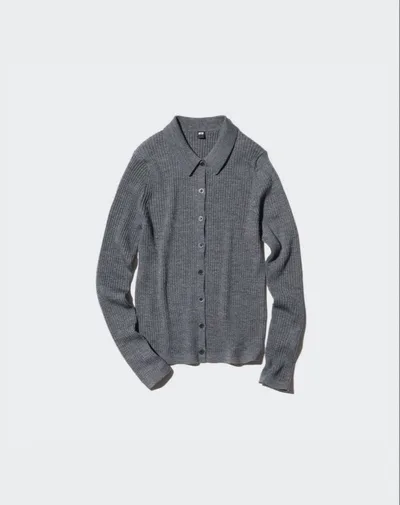 UNIQLO メラノリブポロカーディガン グレー 長袖