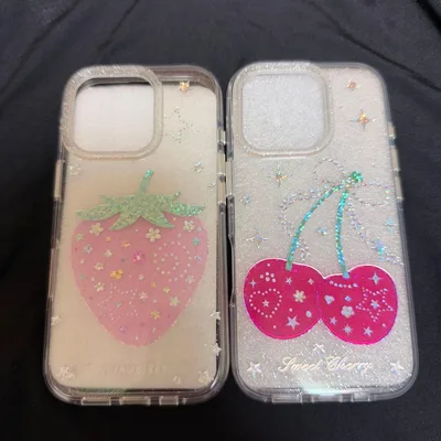 iPhone 16pro用ケース ストロベリー&チェリー 2点セット