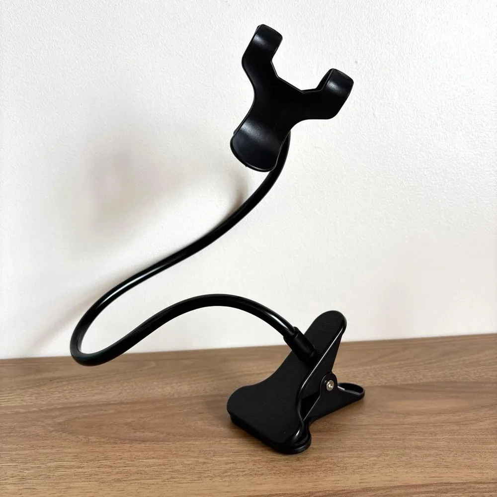 【スマホスタンド】クリップ式 フレキシブルアーム ブラック