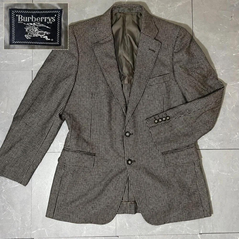 vintage✨Burberrys 千鳥格子 ウール100 テーラードジャケット