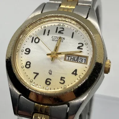 美品 稼働品 CITIZEN クォーツ 腕時計 デイデイト コンビカラー メンズ