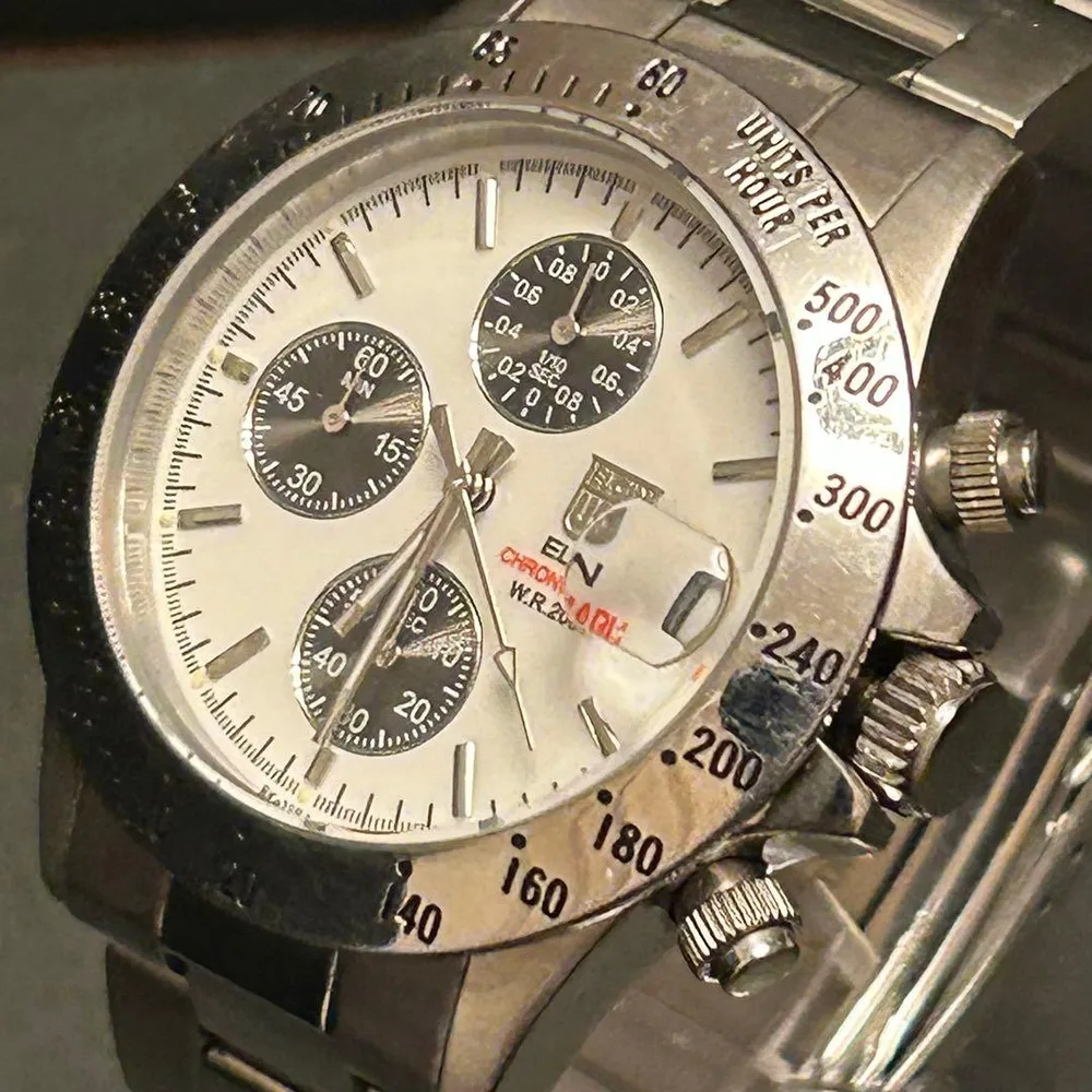 【稼働品】ELGIN エルジン クロノグラフ 200M防水 メンズ腕時計