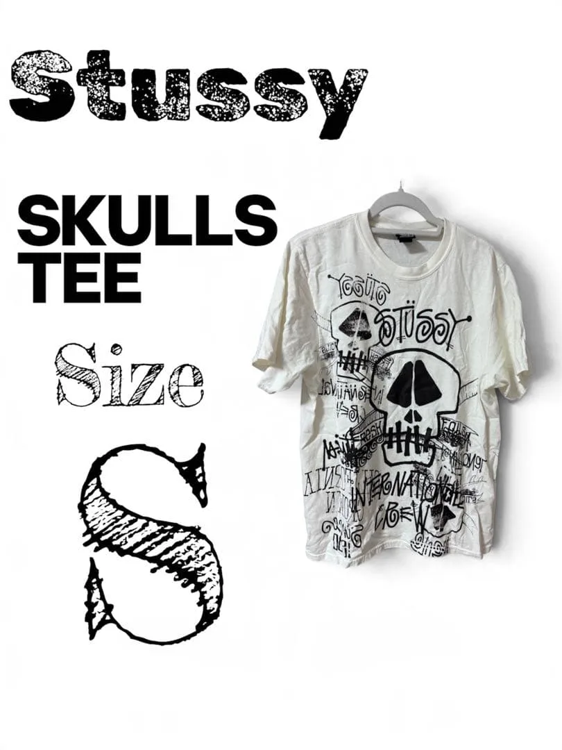 tig着用‼️ STUSSY スカル グラフィック Tシャツ ホワイト S