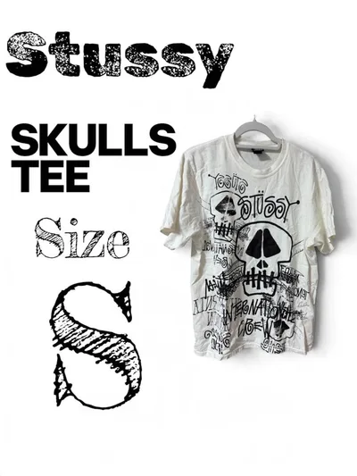 tig着用‼️ STUSSY スカル グラフィック Tシャツ ホワイト S