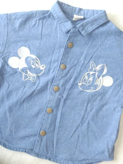 ディズニー ミッキー ミニー デニム シャツ 半袖 襟シャツ 90