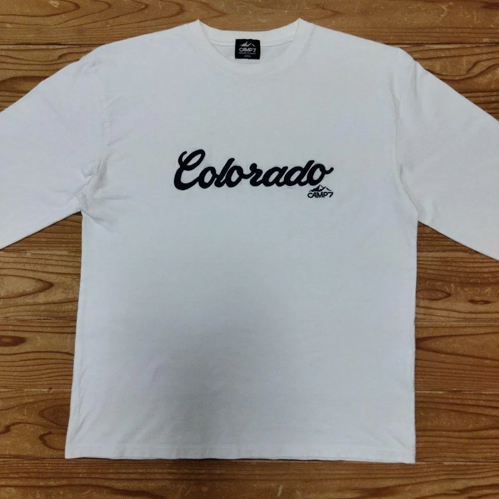 CAMP7 厚手長袖Tシャツ Colorado刺繍ロゴ ホワイト L
