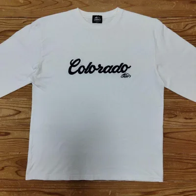 CAMP7 厚手長袖Tシャツ Colorado刺繍ロゴ ホワイト L