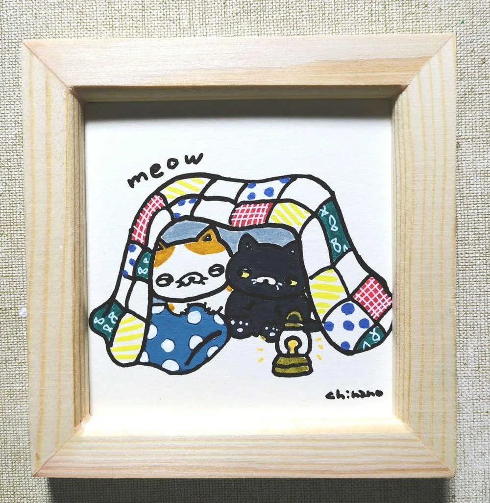 額縁つき【にゃんこのひみつちき】手描き原画
